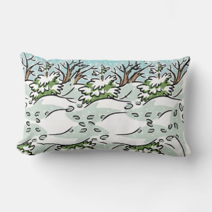 Coussin Rectangle Une forêt neigeuse -