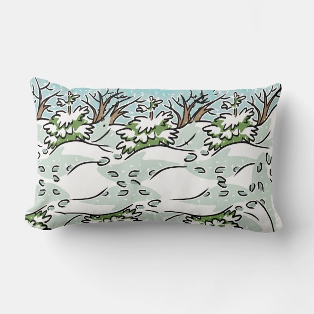 Coussin Rectangle Une forêt neigeuse - (Recto)