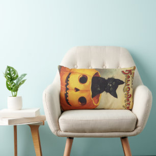 Coussin Rectangle Une joyeuse Halloween par Ellen Clapsaddle, Chat V