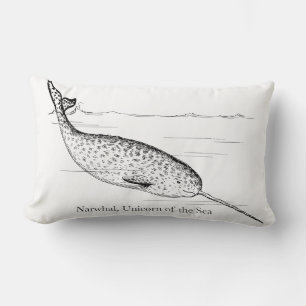 Coussin Rectangle Unicorne de baleine de Narwhal de la mer