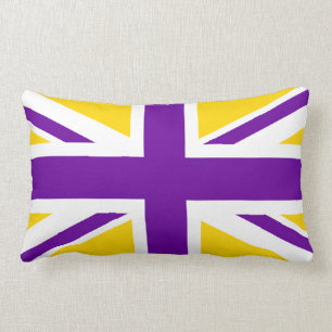 Coussin Rectangle Union Jack dorée et violette