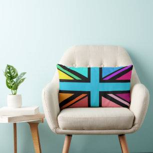 Coussin Rectangle Union Jack/Drapeau Multicolore+Noir