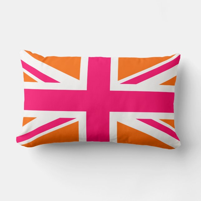 Coussin Rectangle Union Jack orange et rose (Recto)