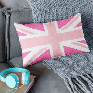Coussin Rectangle Union Jack rose chaud