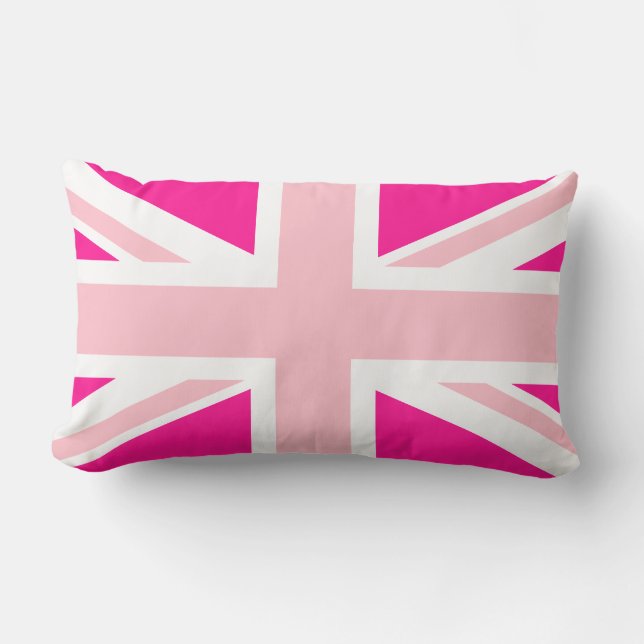 Coussin Rectangle Union Jack Rose Foncé (Recto)