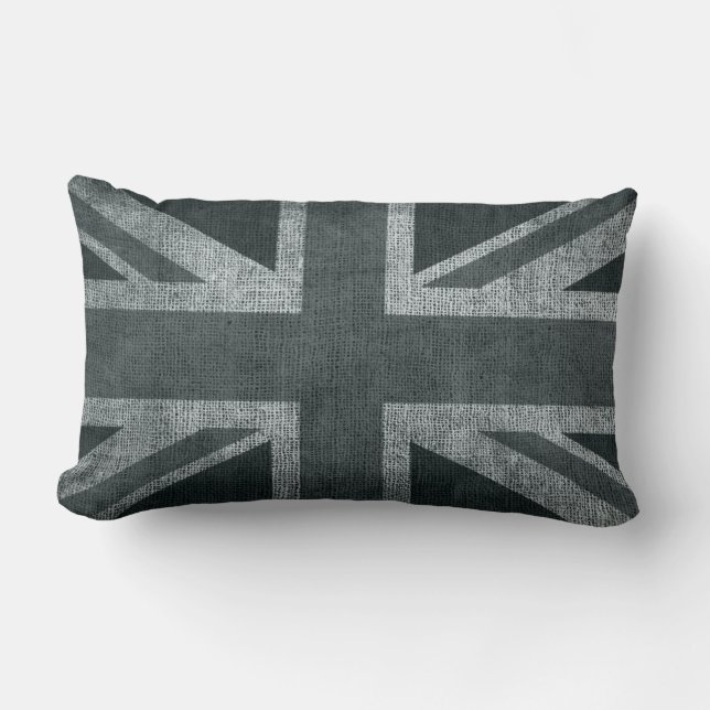 Coussin Rectangle Union Jack rustique dans les gris (Recto)