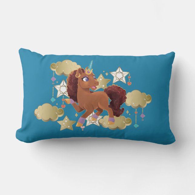 Coussin Rectangle Unique aux étoiles et aux nuages Unicorne (Recto)