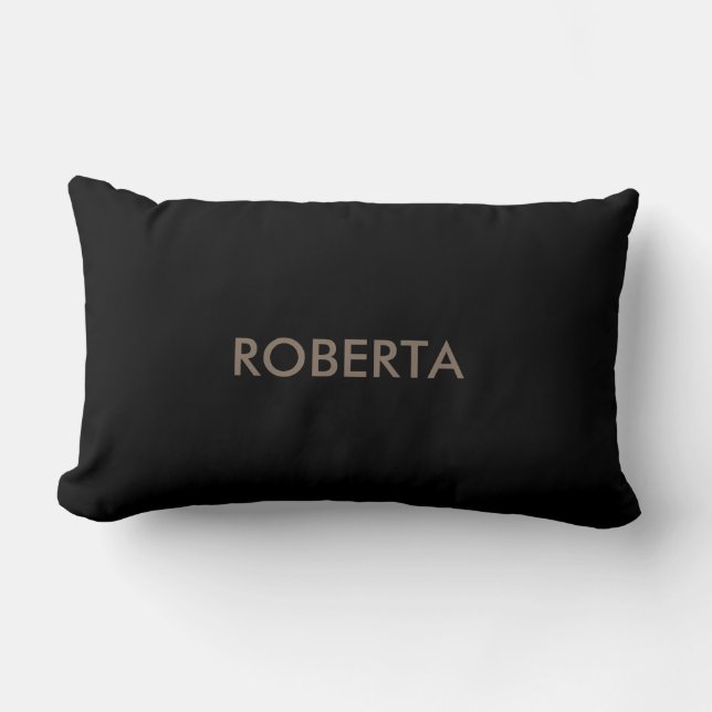 Coussin Rectangle Unique moderne Black Grey Ajouter son propre nom (Recto)