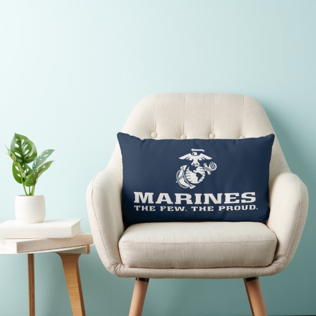 Coussin Rectangle USMC Les rares Logo Fiers Empilés - Blanc (Chaise)