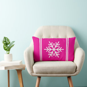 Coussin Rectangle Vacances Lumineuses Rose Blanc Racing Stripes Floc