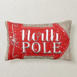 Coussin Rectangle Vacances rustiques de Noël de flèche rouge de Pôle