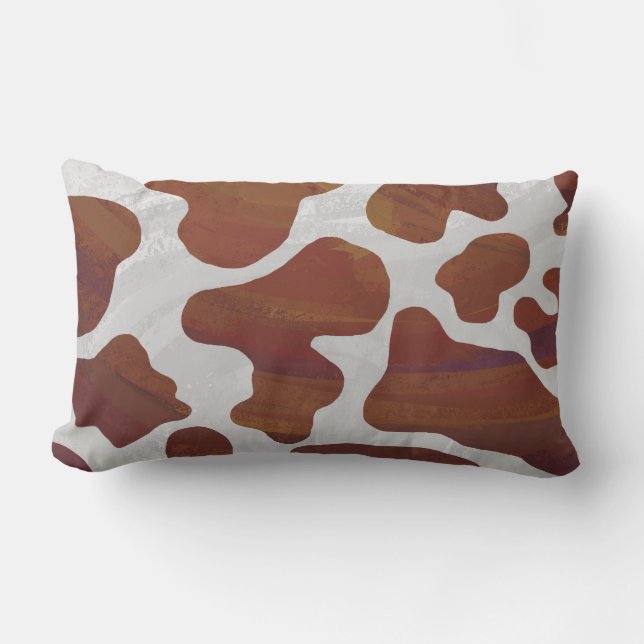 Coussin Rectangle Vache Marron et Blanc Imprimé (Recto)