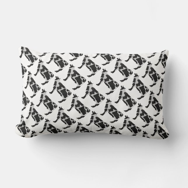 Coussin Rectangle Vache Noir et Blanc Silhouette (Recto)