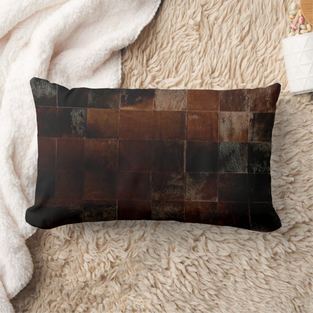 Coussin Rectangle Vachette Brown en écaille Imprimer Western Rustic  (Couverture)