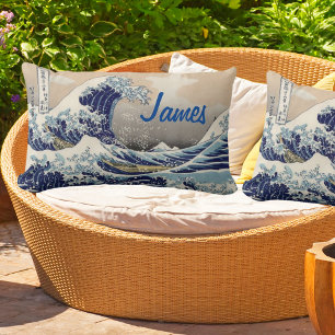 Coussin Rectangle Vague japonaise Mont Fuji grande vague