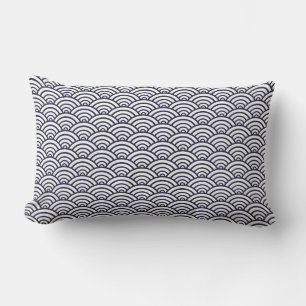 Coussin Rectangle Vagues bleues japonaises Seigaiha Mer