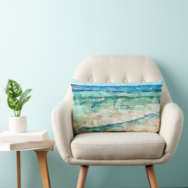 Coussin Rectangle Vagues d'art Abstrait sur la plage (Chaise)