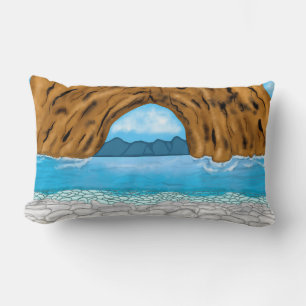 Coussin Rectangle Vagues océaniques et dessin de canyon