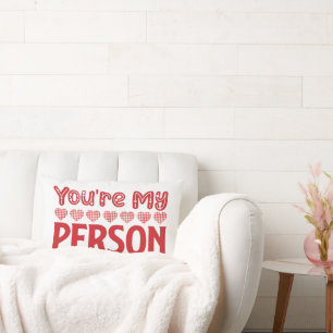 Coussin Rectangle Valentine Tu es ma personne rouge sur blanc