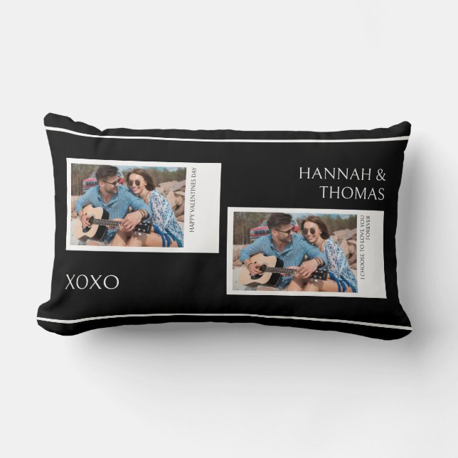 Coussin Rectangle Valentines Day Black Modern Photo Collage (Recto)