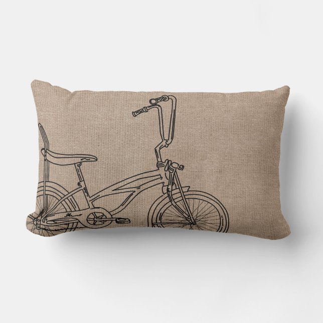 Coussin Rectangle Vélo de bicyclette de toile de jute vieux (Recto)