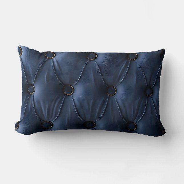 Coussin Rectangle Velours bleu bleu marine moderne avec accents or (Recto)