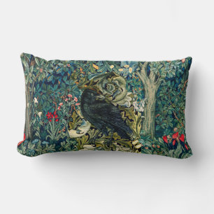 COUSSIN RECTANGLE VERDURE, ANIMAUX FORESTIERS, RAVÉS EN FLORAL VERT