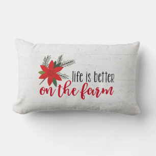 Coussin Rectangle Verset De La Ferme De Noël Sur Bois Blanchi