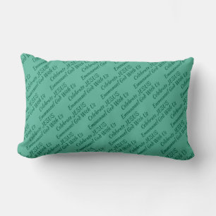 Coussin Rectangle Vert menthe   CÉLÉBRER JESUS EMMANUEL   Noël