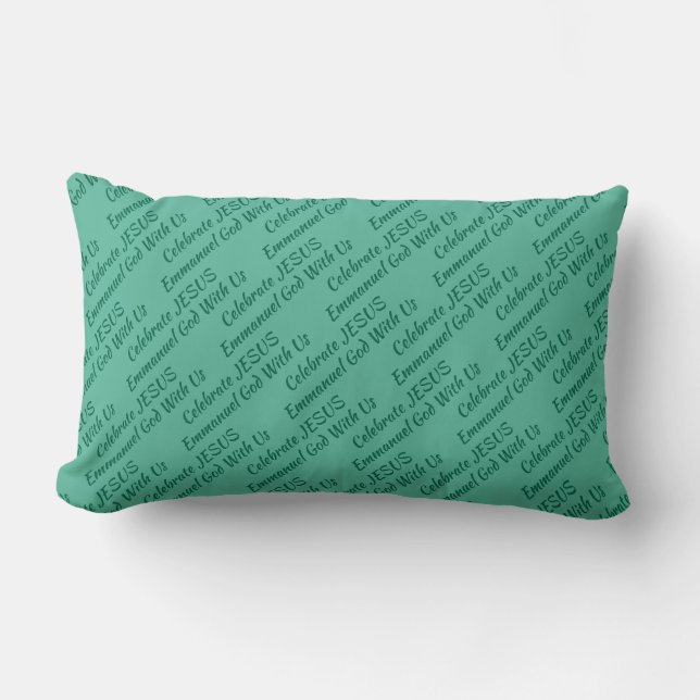 Coussin Rectangle Vert menthe | CÉLÉBRER JESUS EMMANUEL | Noël (Recto)