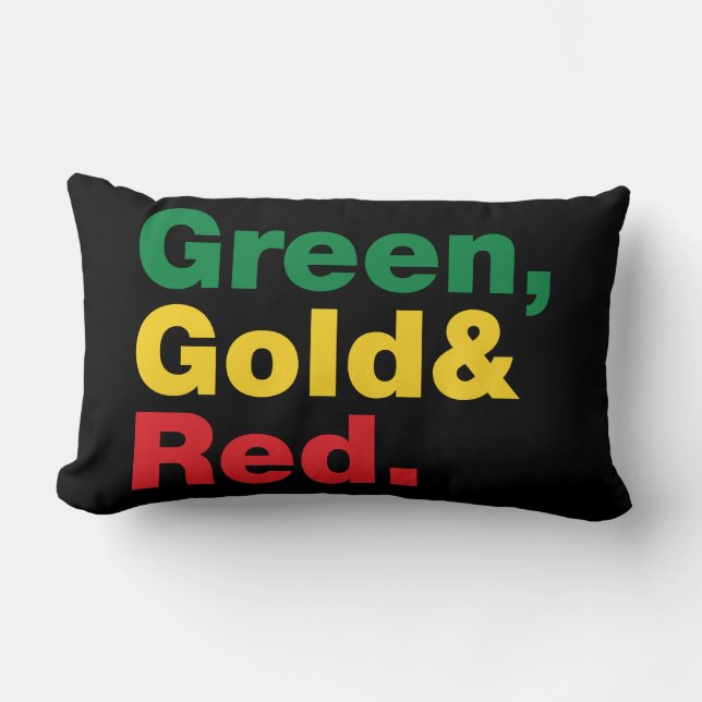 Coussin Rectangle Vert, Or & Rouge. (Recto)