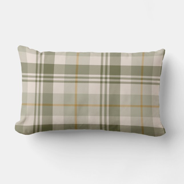 Coussin Rectangle Vert sauge carreau neutre (Recto)