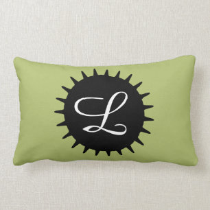 Coussin Rectangle Vert sauge décoré d'un monogramme personnalisable