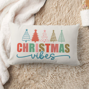 Coussin Rectangle Vibes de Noël - Colorful Holiday Trees Design