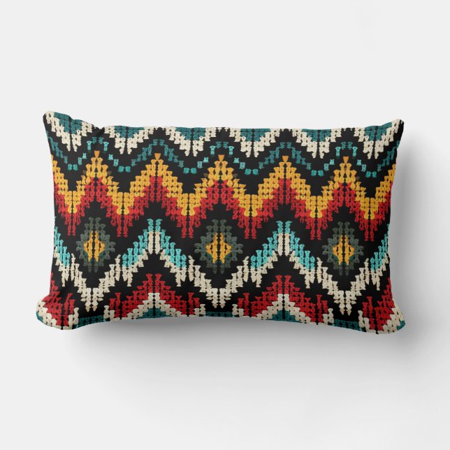 Coussin Rectangle Vibrant Motif tribal Chevron (Recto)