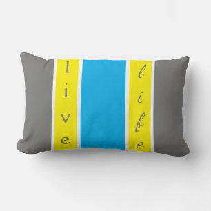 Coussin Rectangle Vie vivante, Bleu et Jaune rayée