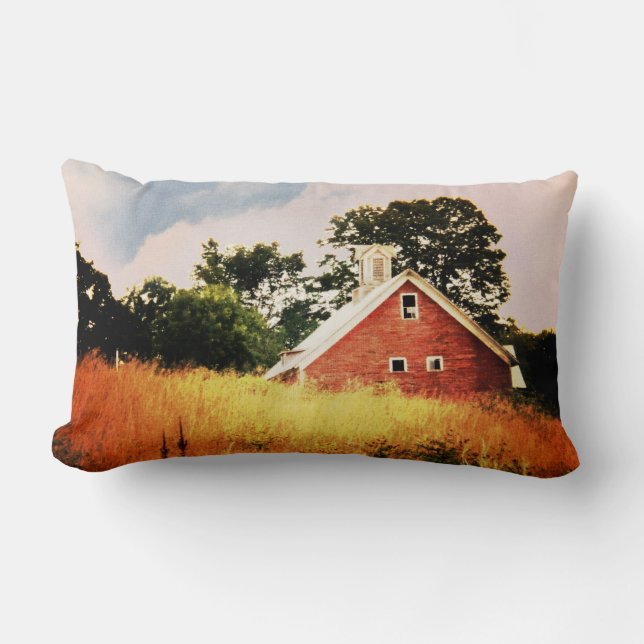 Coussin Rectangle Vieille grange rouge (Recto)