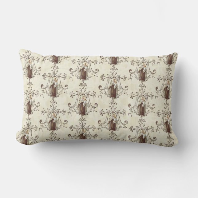 Coussin Rectangle Vierge catholique Marie Mont Carmel Jésus Scapulai (Recto)