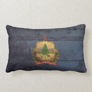 Coussin Rectangle Vieux drapeau en bois du Vermont ;