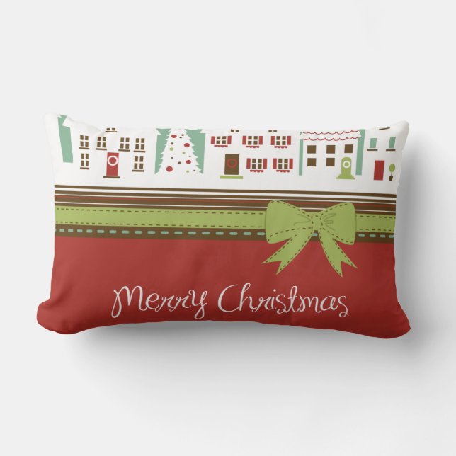 Coussin Rectangle Ville de Noël (Recto)