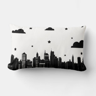 Coussin Rectangle Ville moderne paysage et ciel étoilé avec lettre i
