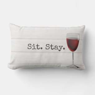Coussin Rectangle Vin avec Sit Stay Text