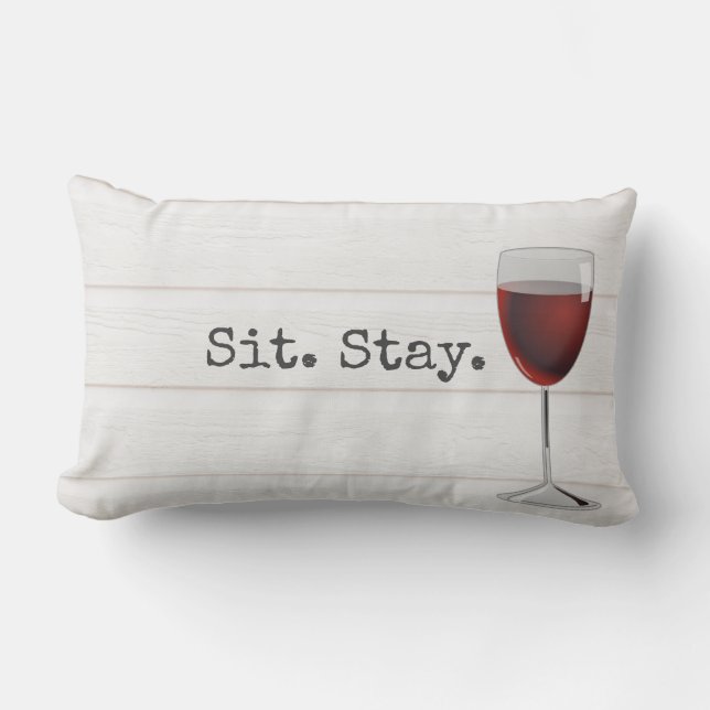Coussin Rectangle Vin avec Sit Stay Text (Recto)