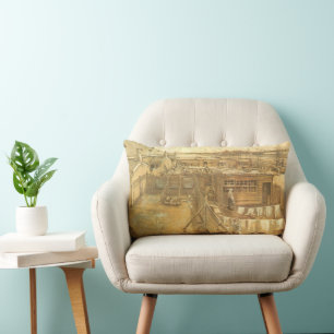 Coussin Rectangle Vincent van Gogh - Chantier de charpentier et buan