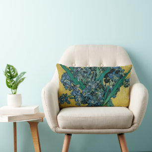 Coussin Rectangle Vincent van Gogh - Vase avec iris Fond jaune