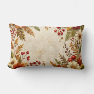 Coussin Rectangle Vintage Autumn Floral Border Pillow - Fall Flowers