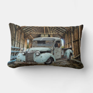 Coussin Rectangle Vintage Blue Truck Rustic Grange