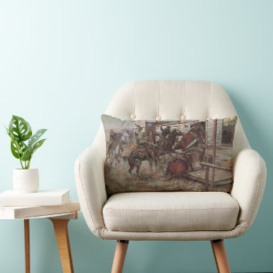 Coussin Rectangle Vintage Cowboys, In Without Knocking par CM Russel