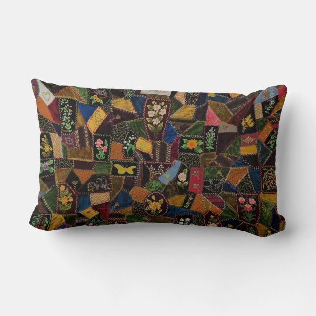 Coussin Rectangle Vintage Crazy Quilt (Verso)