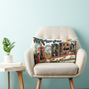 Coussin Rectangle Vintage Floride La Sunshine State Carte postale